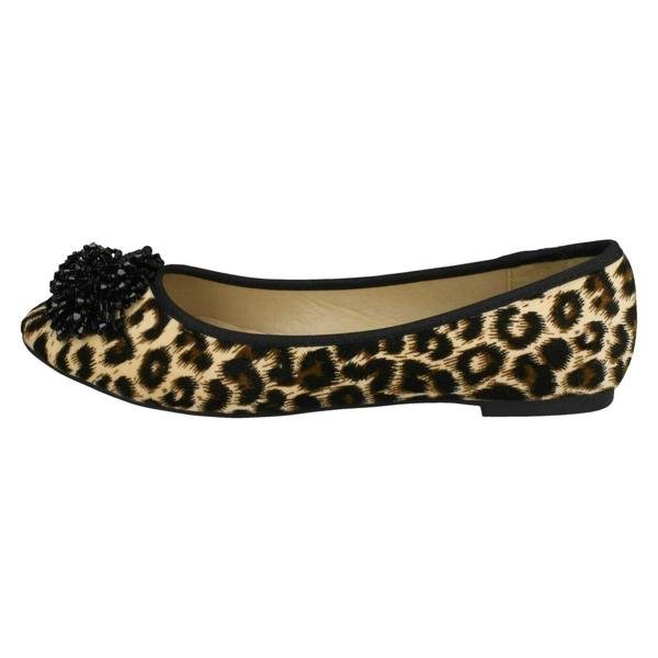 Spot On Ladies Spot On Beaded Ruffle Vamp Flat Ballerina