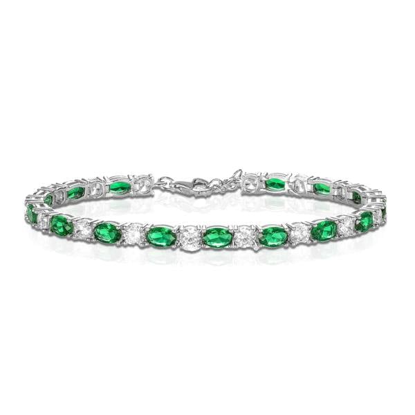 namana 4mm Wide Green Tennis Bracelet for Women in 925 Sterling Silver