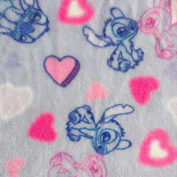 Tex-ass Girls Disney Stitch Heart Print Hooded Blanket Purple One Size