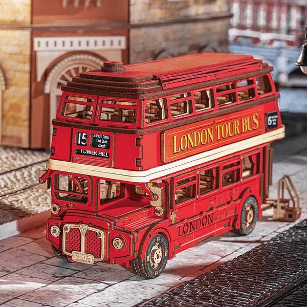 Dyzi 245 Piece London Tour Bus 3D Wooden Puzzle Model Kit