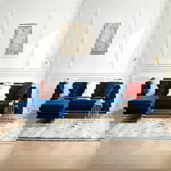 WH215 Three Seater Corner Sofa, Velvet-Weilai Concept-Weilai Concept