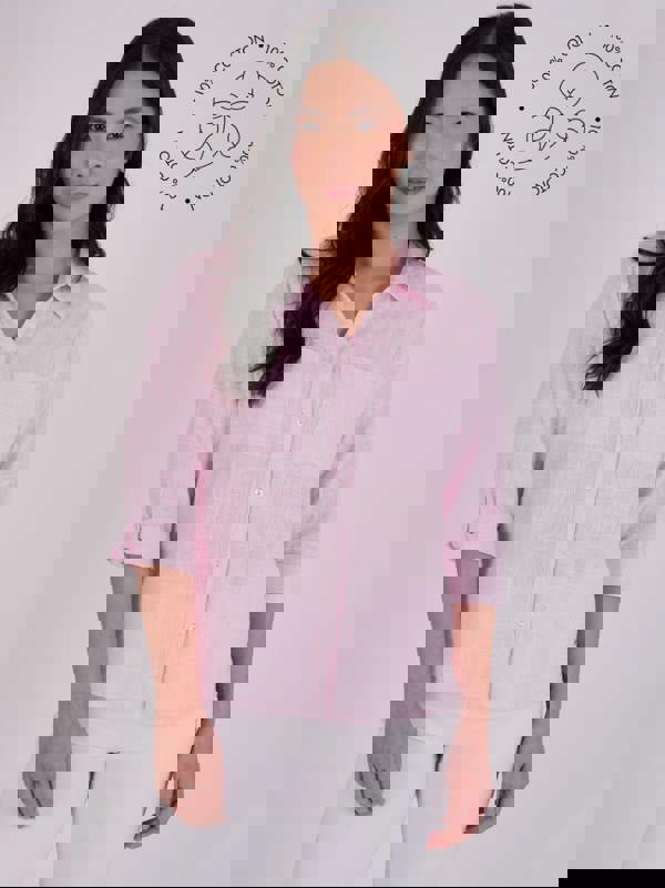 PennyPlain Collared Microcheck  Shirt - Rose