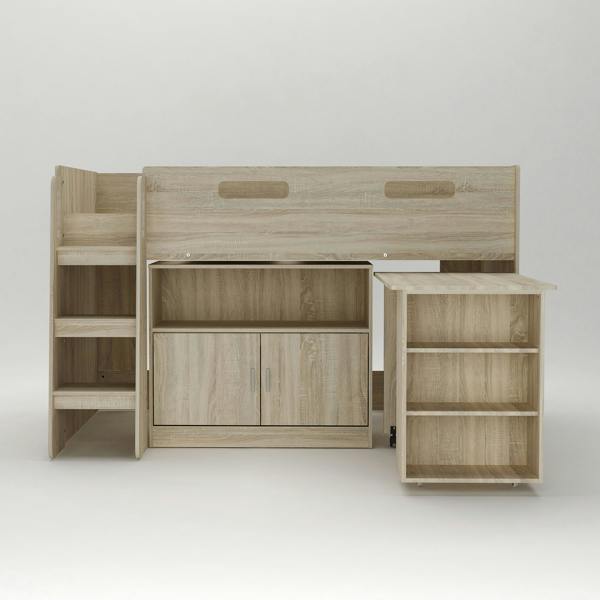 Kudlhome Single Mid Sleeper with Desk & Cupboard