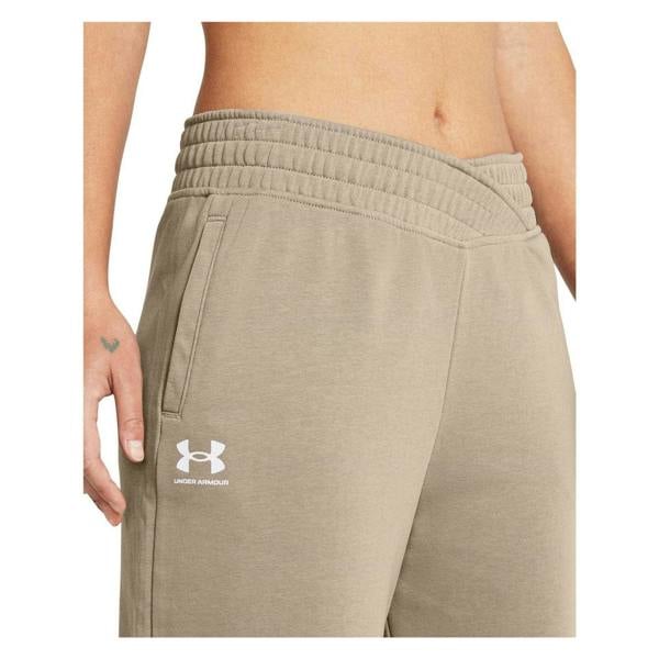 Under Armour Womens/Ladies Rival Terry Wide Leg Joggers - Timber Wolf/White - 