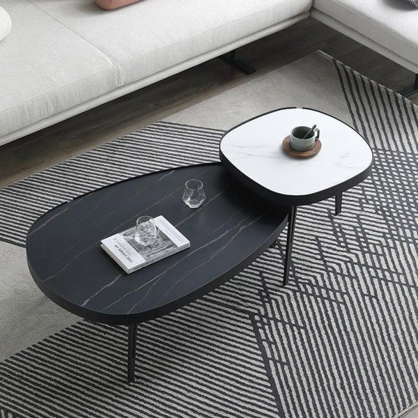 Inca Coffee Table Set, Sintered Stone-Weilai Concept-Black-Weilai Concept