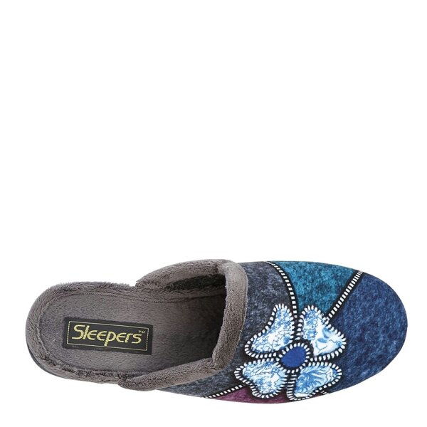Sleepers Kimberly Flower Trim Mule Slippers