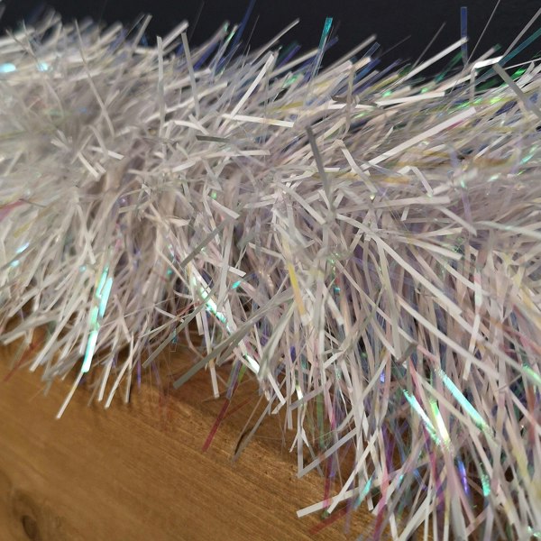 Samuel Alexander 2m x 10cm Festive Tinsel Garland Christmas Tree Decoration Iridescent White