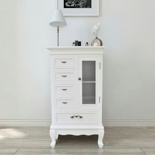 Berkfield Cabinet with 5 Drawers 2 Shelves White