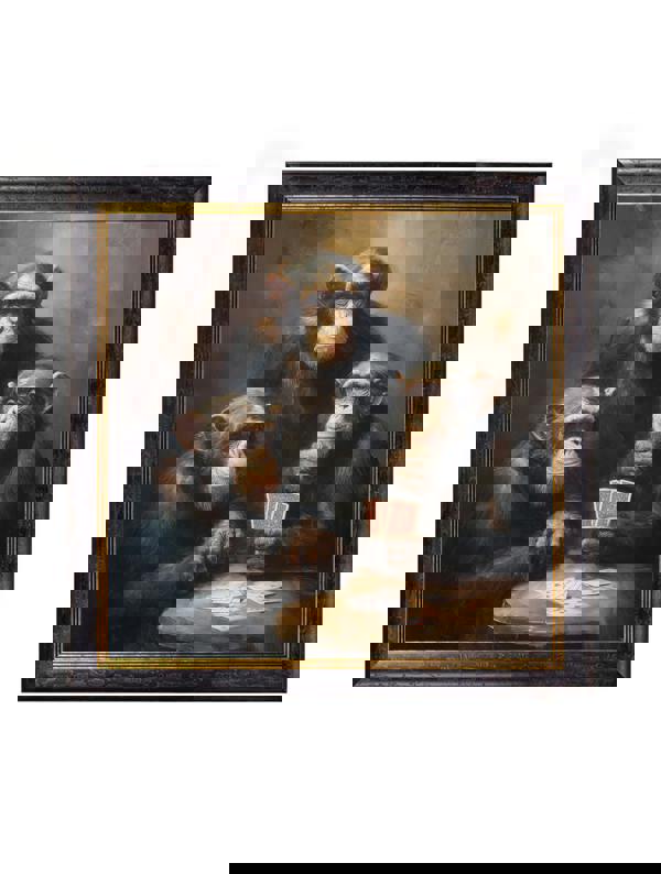 Exceptional Art The Card-Playing Chimps - Oxford Square Frame