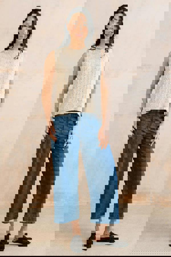 Lily & Me Eva Cotton Knit Tank Top Ecru