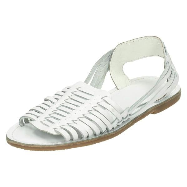 Leather Collection Ladies Leather Collection Flat Weaved Slingback Sandal