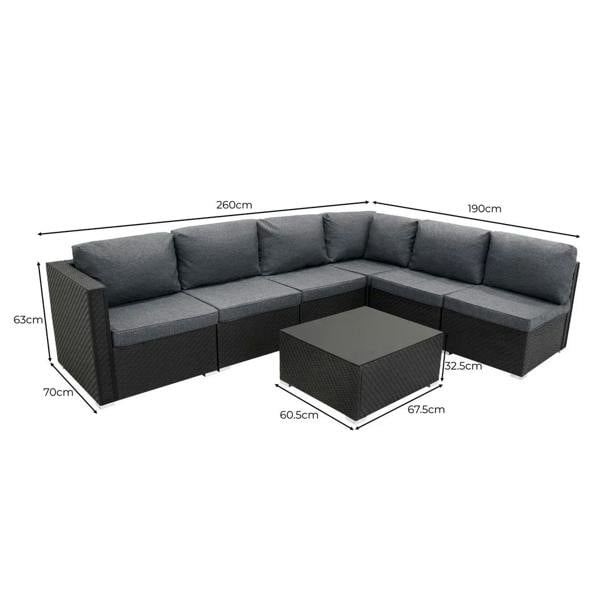 T-mech Black Rattan Corner Sofa Set & 4-Burner Gas BBQ Grill Bundle