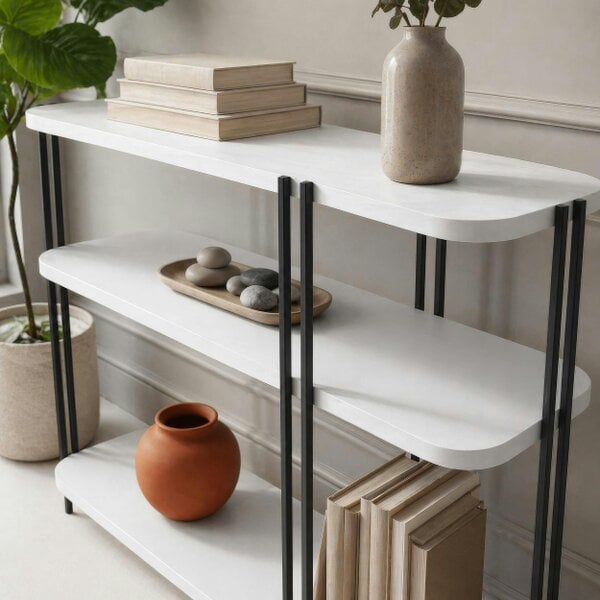Decortie Notus 3 Tier Open Console Table with Metal Frame