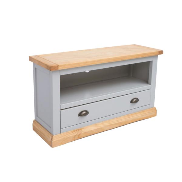 Cabinet Bits Bomporto Light Grey 1 Drawer TV Cabinet Brass Cup Handle