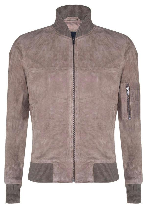 Infinity Leather Mens Suede Leather MA-1 Varsity Bomber Jacket