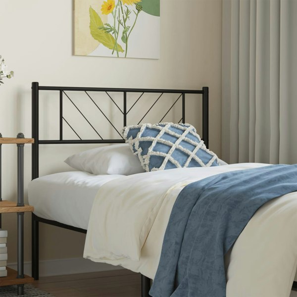 Berkfield Metal Headboard Black 105x90 cm