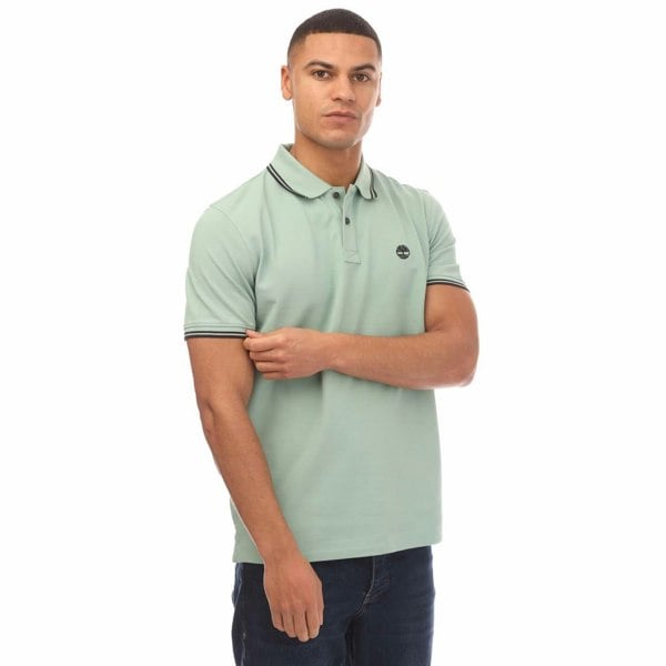 Timberland Mens Millers River Tipped Pique Polo Shirt - Green