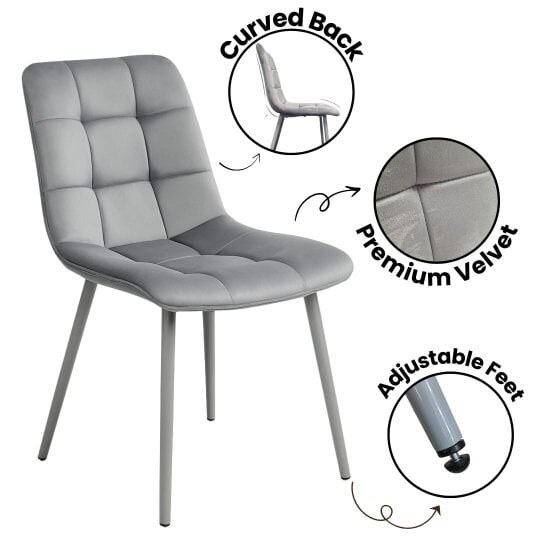 Kosy Koala Wooden Rectangle Dining Table Set With 4 Grey Velvet Chairs - Dining Room Furniture
