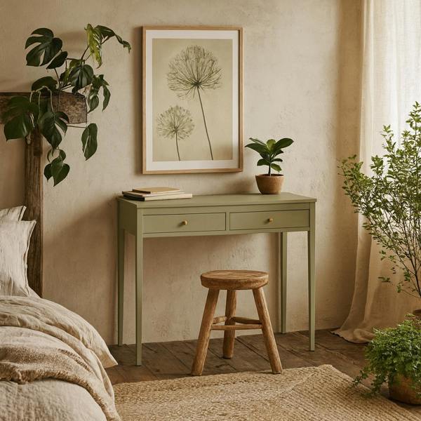 Wyld Haus Maragogi Sage Green Wood Grain Two Drawer Desk
