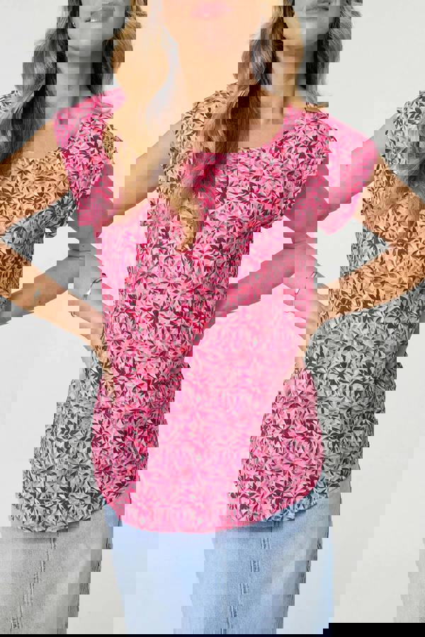Pink | Floral Cap Sleeve Slim Top