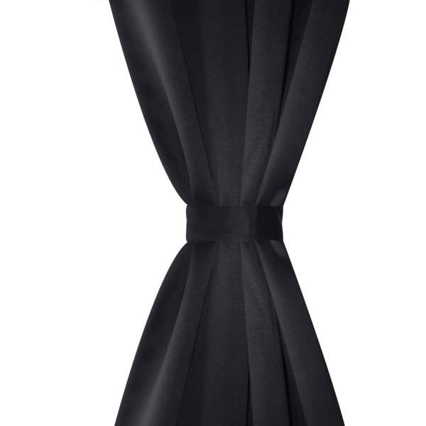 Berkfield 2 pcs Black Blackout Curtains with Metal Rings 135 x 245 cm