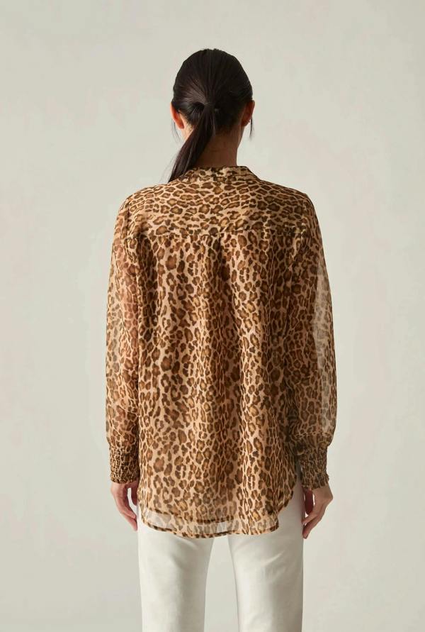 James Lakeland Camel Leopard Print Blouse