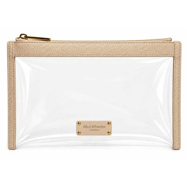 Alice Wheeler Clear Travel Pouch Makeup & Toiletry Organiser - Stone