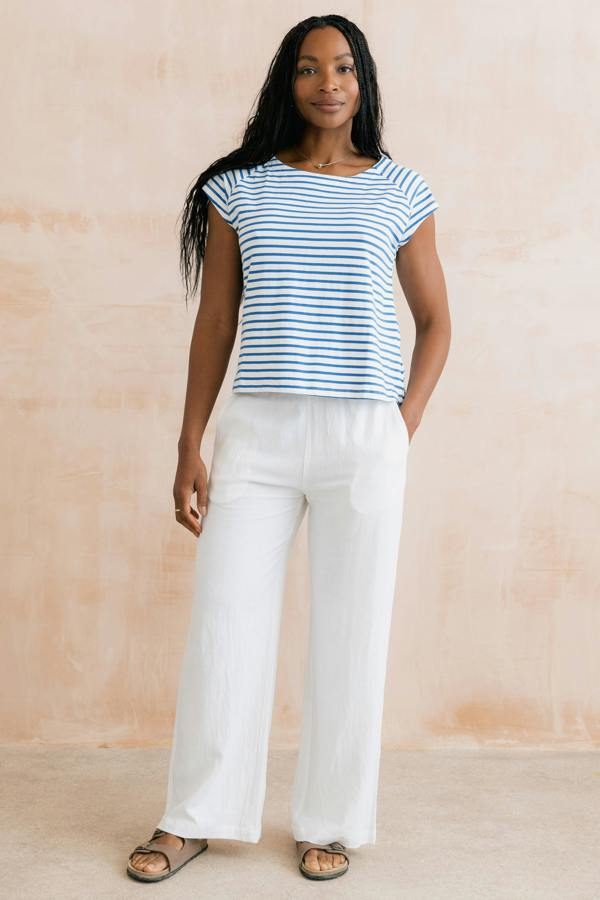 Lily & Me Grace Wide Leg Linen Blend Trousers White
