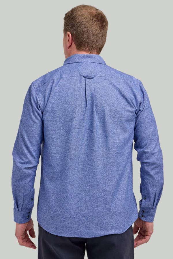 Navy Brushed Cotton Button-Down Collar Casual Shirt