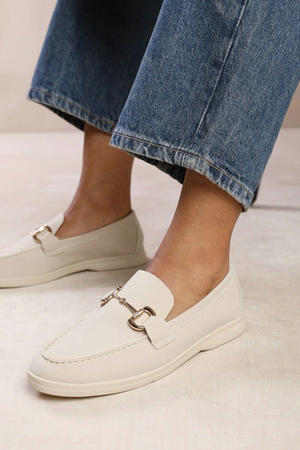 Where's That From Italy Slip on Loafer With Metal Detailing in Beige Suede