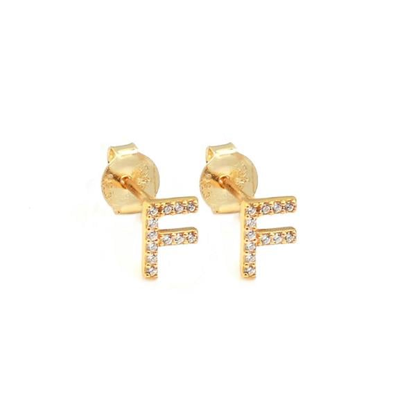 Say It With Dainty Initial Earring Pair - Yellow Gold
