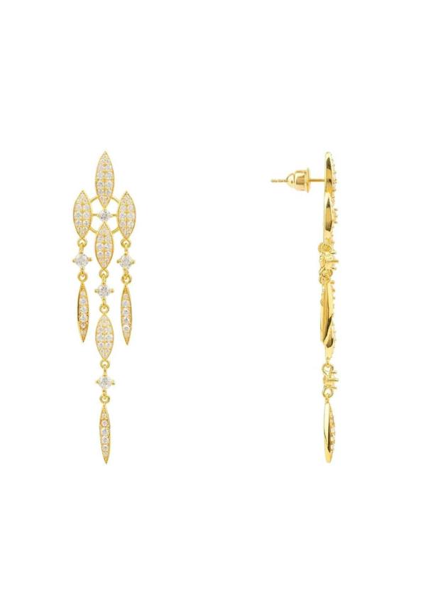 Valencia Statement Drop Earring White Cz Gold - LATELITA Earrings