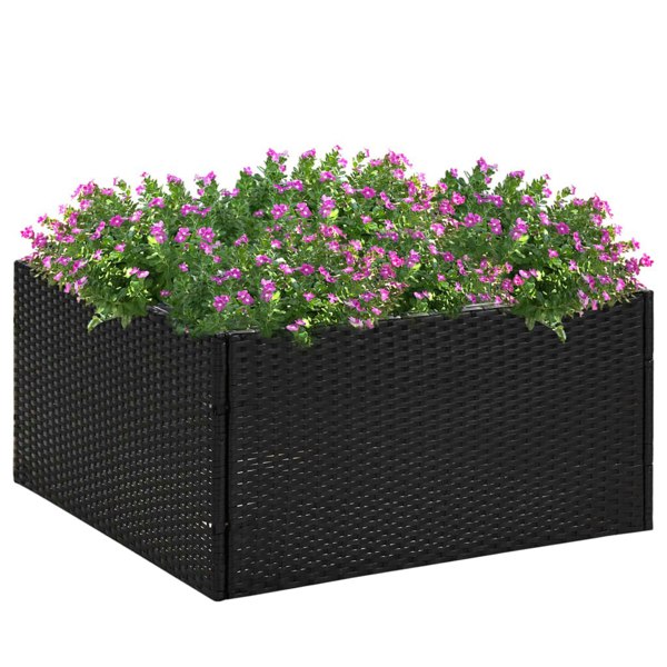 Berkfield Garden Planter Black 80x80x40 cm Poly Rattan