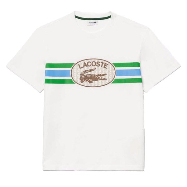 Lacoste Mens Monogram Cotton T-Shirt - White