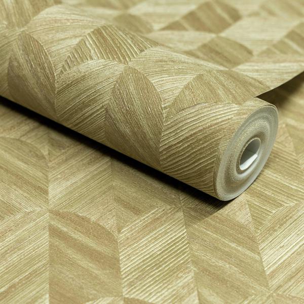 Grandeco Boutique Amber Art Deco Geo Luxury Weight Embossed Wallpaper, Green