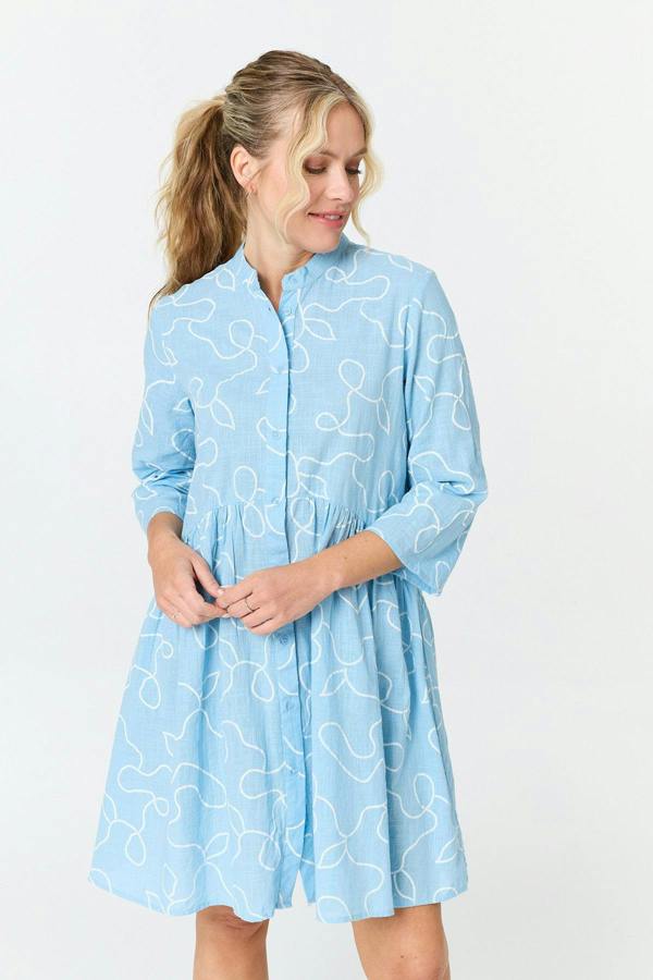 Blue | Abstract Relaxed Short Shirt Dress