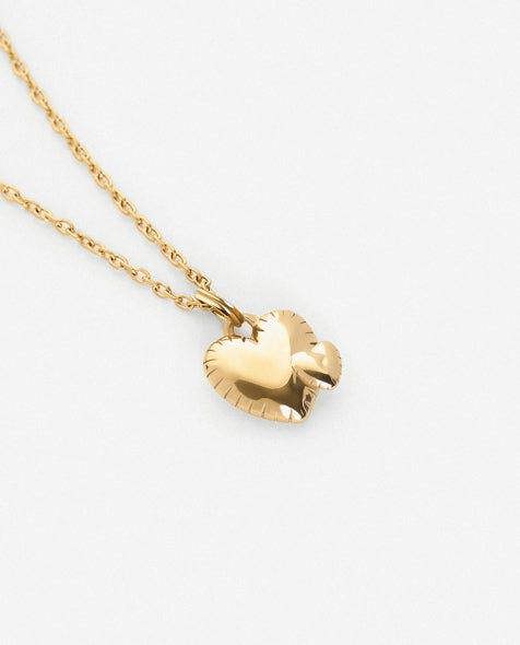 Elk & Bloom Mummy and Baby Double Hearts 14K Gold Pendant Necklace