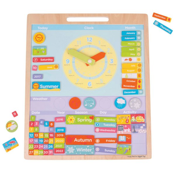 Bigjigs Toys Wooden Magnetic Weather Board - Includes 73 Play Pieces