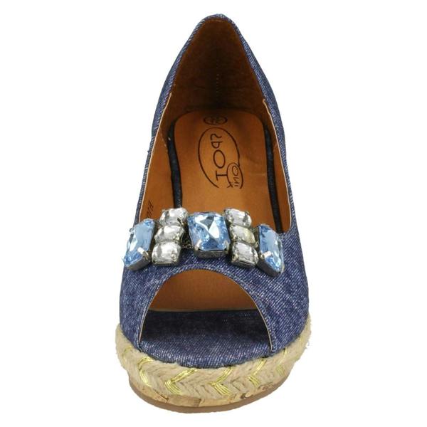 Spot On Girls Spot On Cork High Wedge Rope Foxing Sandal