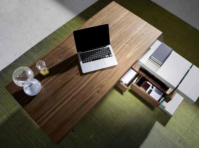 Angel Cerdá Tempered glass desk with wooden top 3002/3003