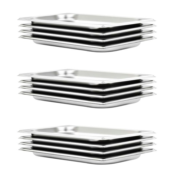 Berkfield Gastronorm Containers 12 pcs GN 1/3 20 mm Stainless Steel