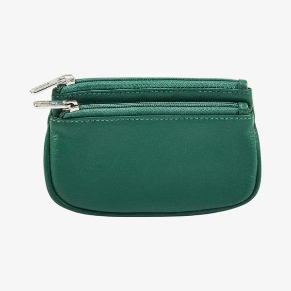 Green Leather Double Zip Coin Purse Miami Collection