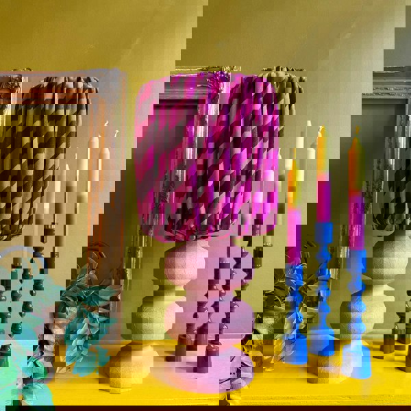 Tilted Stripe Gathered Shades - Raspberry Ripple