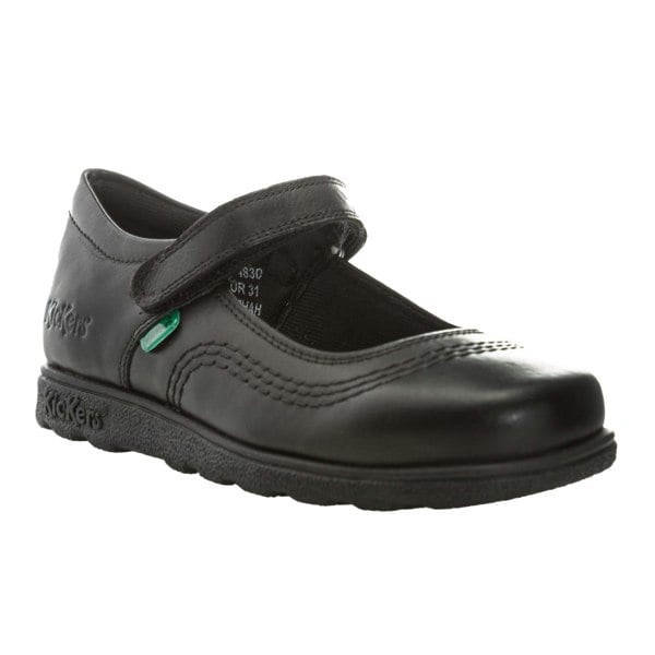 Kickers Girls Fragma Pop Leather School Shoes - Black