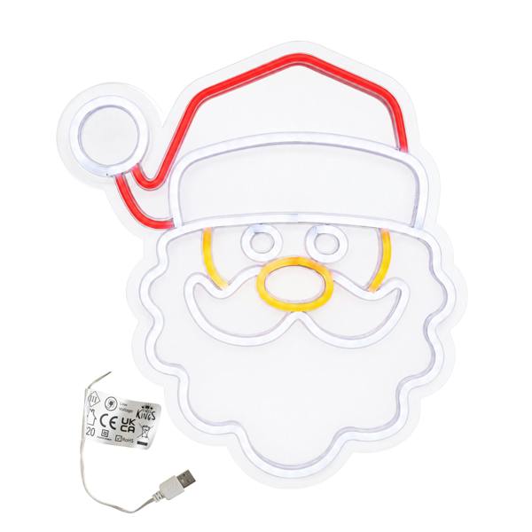 Samuel Alexander 35cm Santa Neon-Style Light Up Christmas Decoration with USB Power Cable