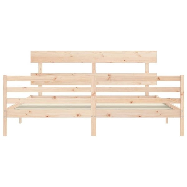Berkfield Bed Frame with Headboard Super King Size Solid Wood