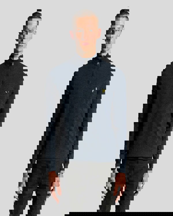 Lyle & Scott Lambswool Blend Quarter Zip Jumper - Z56 Dark Navy Marl