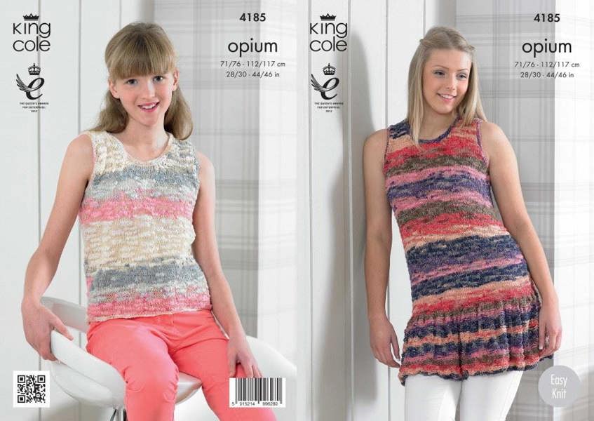 King Cole Opium Knitting Pattern 4185, Tops for Women, 28 - 46 Inches - Intermediate