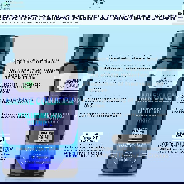 Atlantic Vitamins Marine Collagen 900 mg - High Strength 90 Collagen Caps with Hyaluronic Acid, Vitamin C - Type 1 Hydrolysed Collagen for Women & Men