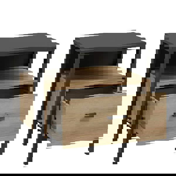 Furniture To Go High Rock Bedside in Matt Black/Riviera Oak